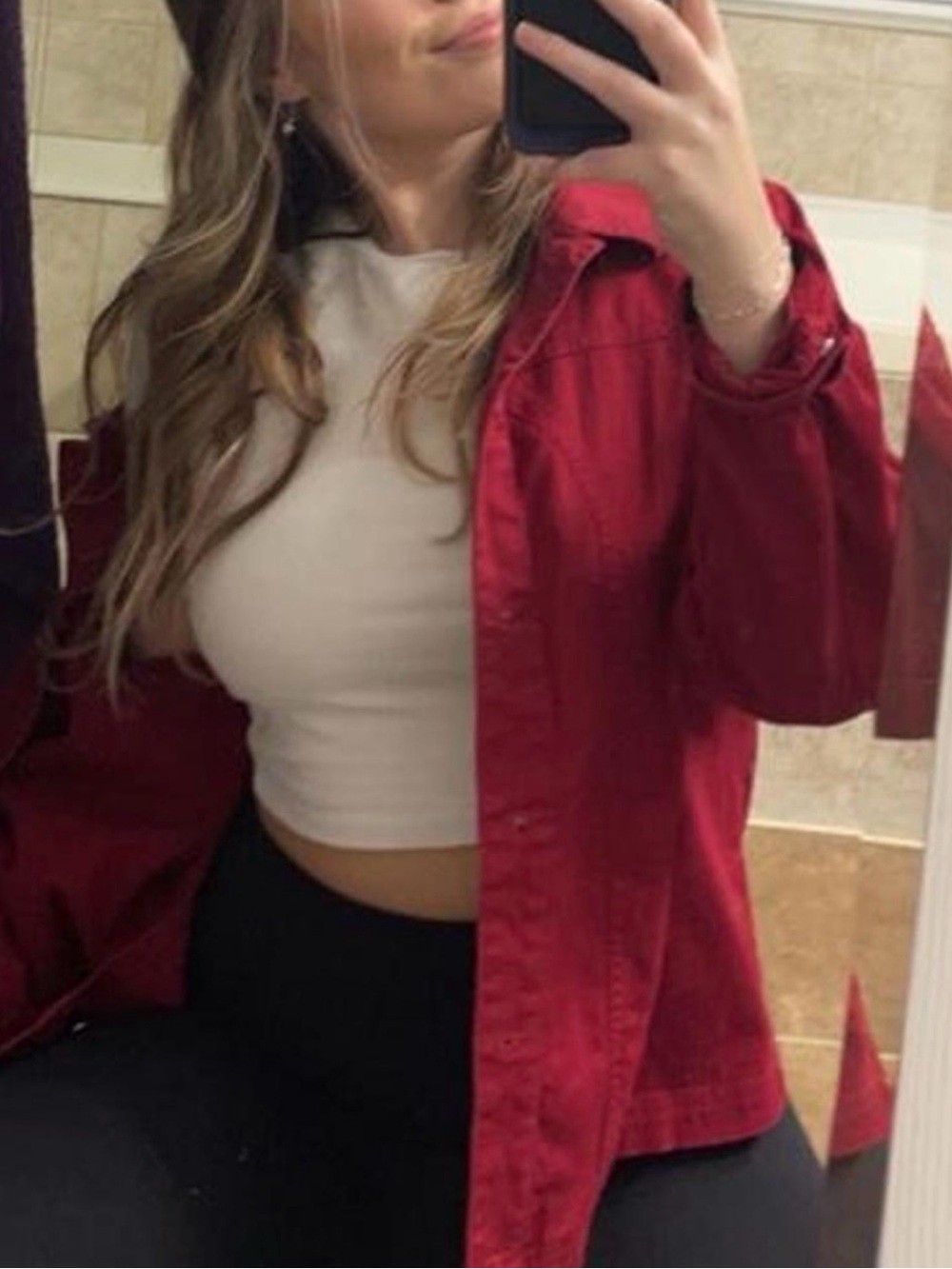 Christopher & Banks Red- Style Button Front Jacket